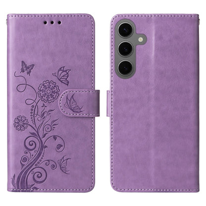 Embossed Butterfly Flowers Leather Phone Case, For Samsung Galaxy S24 FE 5G, For Samsung Galaxy S24 Ultra 5G, For Samsung Galaxy S24+ 5G, For Samsung Galaxy S24 5G