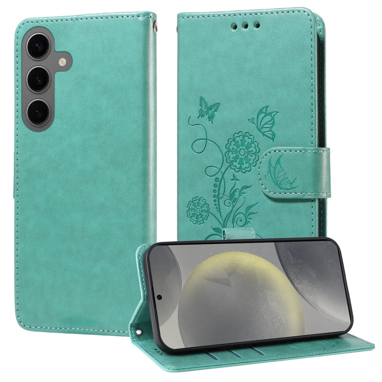 Embossed Butterfly Flowers Leather Phone Case, For Samsung Galaxy S24 FE 5G, For Samsung Galaxy S24 Ultra 5G, For Samsung Galaxy S24+ 5G, For Samsung Galaxy S24 5G