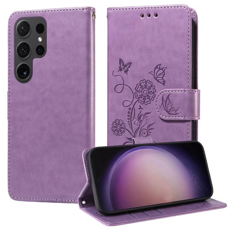Embossed Butterfly Flowers Leather Phone Case, For Samsung Galaxy S24 FE 5G, For Samsung Galaxy S24 Ultra 5G, For Samsung Galaxy S24+ 5G, For Samsung Galaxy S24 5G