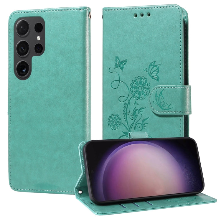 Embossed Butterfly Flowers Leather Phone Case, For Samsung Galaxy S24 FE 5G, For Samsung Galaxy S24 Ultra 5G, For Samsung Galaxy S24+ 5G, For Samsung Galaxy S24 5G