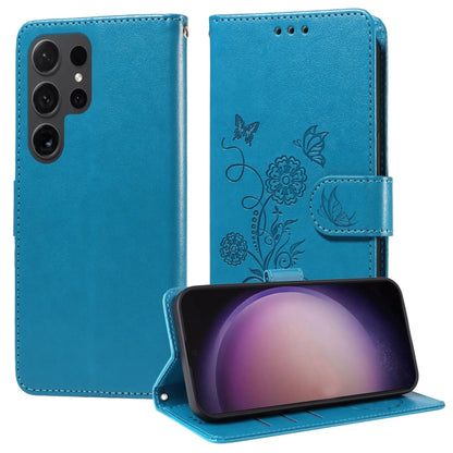 Embossed Butterfly Flowers Leather Phone Case, For Samsung Galaxy S24 FE 5G, For Samsung Galaxy S24 Ultra 5G, For Samsung Galaxy S24+ 5G, For Samsung Galaxy S24 5G