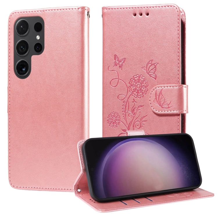 Embossed Butterfly Flowers Leather Phone Case, For Samsung Galaxy S24 FE 5G, For Samsung Galaxy S24 Ultra 5G, For Samsung Galaxy S24+ 5G, For Samsung Galaxy S24 5G