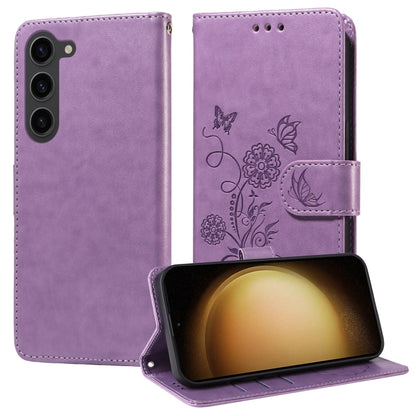 Embossed Butterfly Flowers Leather Phone Case, For Samsung Galaxy S23 FE 5G, For Samsung Galaxy S23 Ultra 5G, For Samsung Galaxy S23+ 5G, For Samsung Galaxy S23 5G