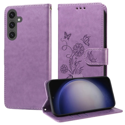 Embossed Butterfly Flowers Leather Phone Case, For Galaxy S24 5G, For Galaxy S23 FE 5G, For Galaxy S23 Ultra 5G, For Galaxy S23+ 5G