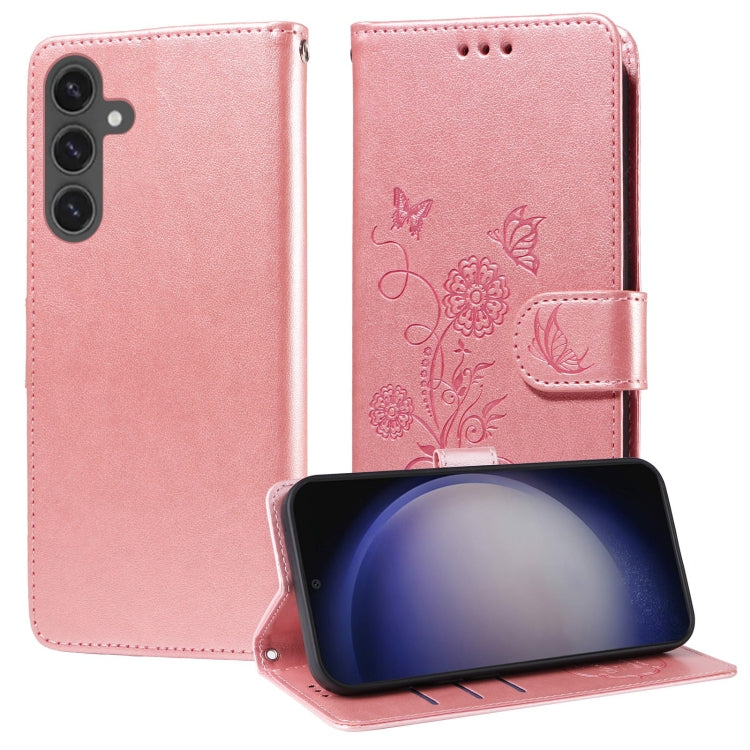 Embossed Butterfly Flowers Leather Phone Case, For Galaxy S24 5G, For Galaxy S23 FE 5G, For Galaxy S23 Ultra 5G, For Galaxy S23+ 5G