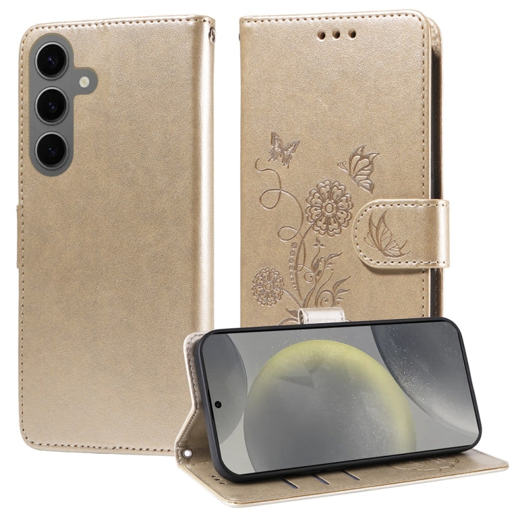 Embossed Butterfly Flowers Leather Phone Case, For Galaxy S26 5G, For Galaxy S25 Edge 5G, For Galaxy S25 5G, For Galaxy S25+ 5G