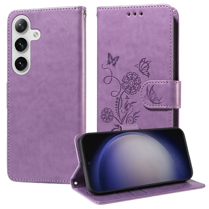 Embossed Butterfly Flowers Leather Phone Case, For Galaxy S26 5G, For Galaxy S25 Edge 5G, For Galaxy S25 5G, For Galaxy S25+ 5G