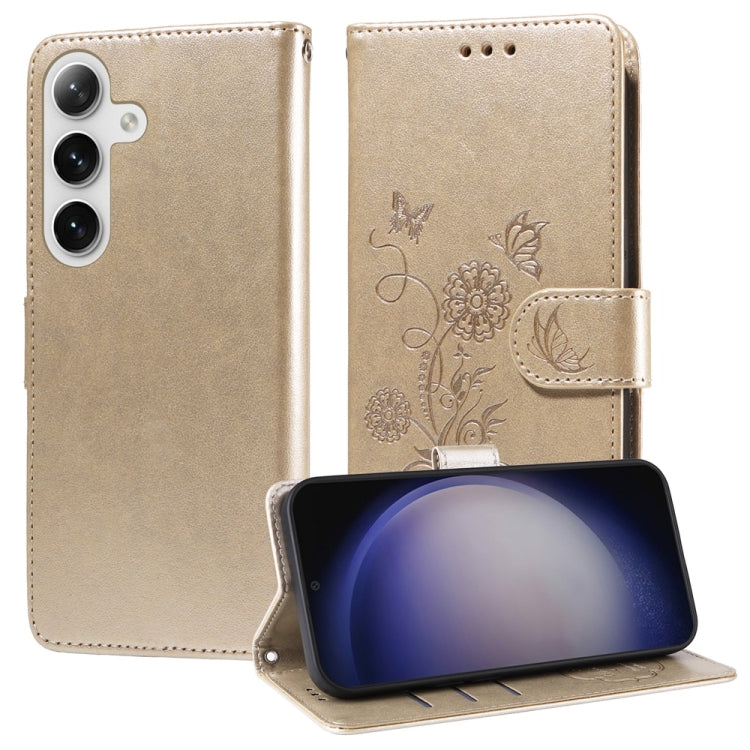 Embossed Butterfly Flowers Leather Phone Case, For Galaxy S26 5G, For Galaxy S25 Edge 5G, For Galaxy S25 5G, For Galaxy S25+ 5G