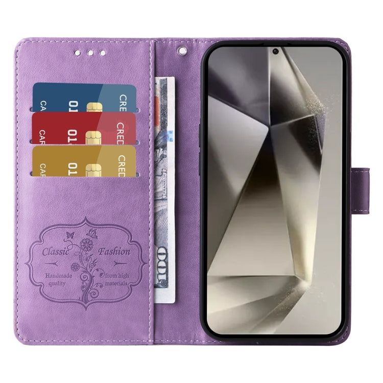 Embossed Butterfly Flowers Leather Phone Case, For Galaxy S25 Ultra 5G, For Galaxy S24 FE 5G, For Galaxy S24 Ultra 5G, For Galaxy S24+ 5G
