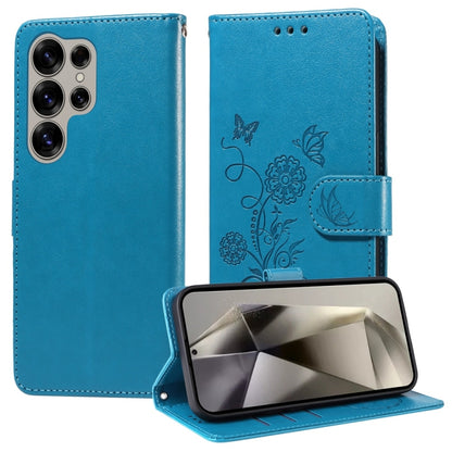 Embossed Butterfly Flowers Leather Phone Case, For Galaxy S25 Ultra 5G, For Galaxy S24 FE 5G, For Galaxy S24 Ultra 5G, For Galaxy S24+ 5G