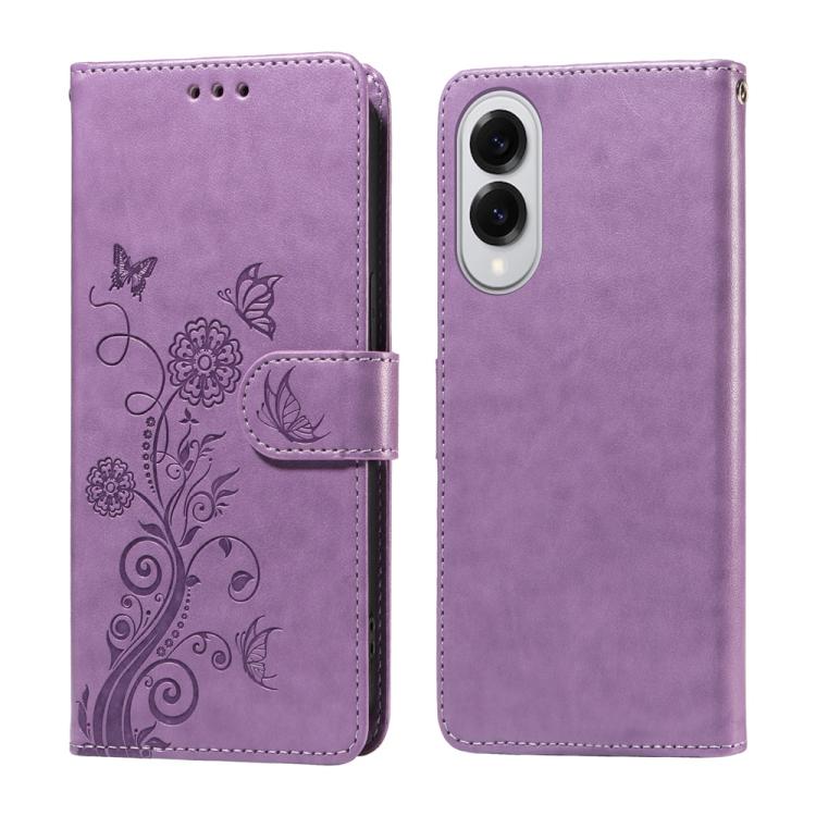 Embossed Butterfly Flowers Leather Phone Case, For Galaxy S26 5G, For Galaxy S25 Edge 5G, For Galaxy S25 5G, For Galaxy S25+ 5G