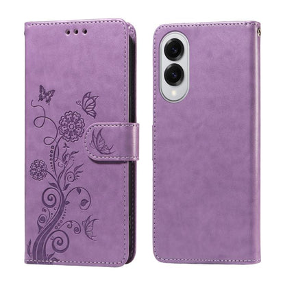 Embossed Butterfly Flowers Leather Phone Case, For Galaxy S26 5G, For Galaxy S25 Edge 5G, For Galaxy S25 5G, For Galaxy S25+ 5G