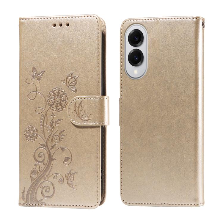 Embossed Butterfly Flowers Leather Phone Case, For Galaxy S26 5G, For Galaxy S25 Edge 5G, For Galaxy S25 5G, For Galaxy S25+ 5G