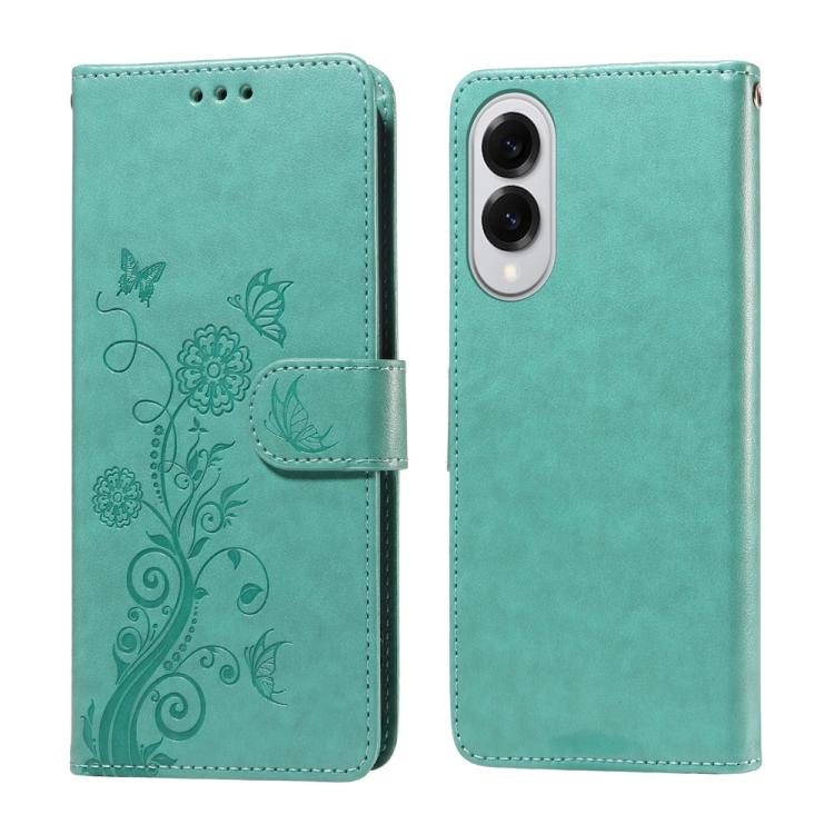 Embossed Butterfly Flowers Leather Phone Case, For Galaxy S26 5G, For Galaxy S25 Edge 5G, For Galaxy S25 5G, For Galaxy S25+ 5G