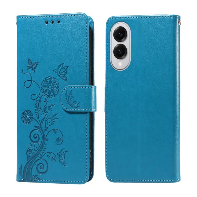 Embossed Butterfly Flowers Leather Phone Case, For Galaxy S26 5G, For Galaxy S25 Edge 5G, For Galaxy S25 5G, For Galaxy S25+ 5G