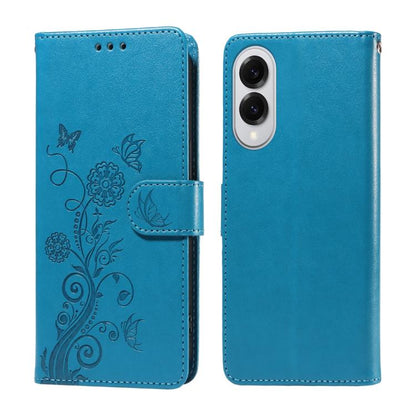 Embossed Butterfly Flowers Leather Phone Case, For Galaxy S26 5G, For Galaxy S25 Edge 5G, For Galaxy S25 5G, For Galaxy S25+ 5G