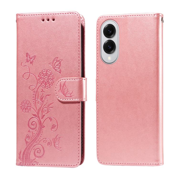 Embossed Butterfly Flowers Leather Phone Case, For Galaxy S26 5G, For Galaxy S25 Edge 5G, For Galaxy S25 5G, For Galaxy S25+ 5G