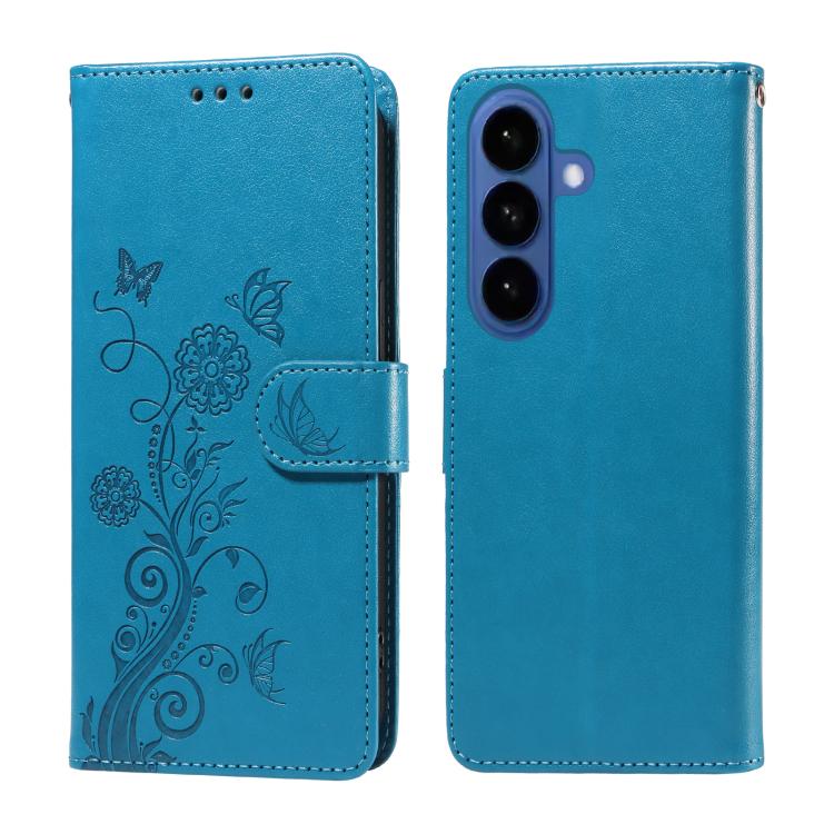 Embossed Butterfly Flowers Leather Phone Case, For Galaxy S26 5G, For Galaxy S25 Edge 5G, For Galaxy S25 5G, For Galaxy S25+ 5G