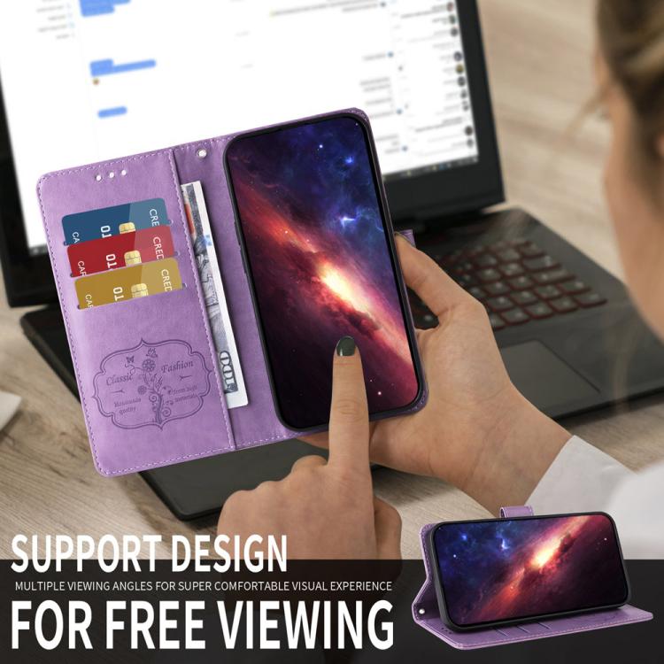 Embossed Butterfly Flowers Leather Phone Case, For Samsung Galaxy S26+ 5G, For Samsung Galaxy S26 Edge 5G, For Samsung Galaxy S26 Ultra 5G, For Samsung Galaxy S26 5G