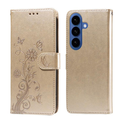 Embossed Butterfly Flowers Leather Phone Case, For Galaxy S26 FE 5G, For Galaxy S26+ 5G, For Galaxy S26 Edge 5G, For Galaxy S26 Ultra 5G