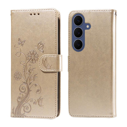 Embossed Butterfly Flowers Leather Phone Case, For Galaxy S26 FE 5G, For Galaxy S26+ 5G, For Galaxy S26 Edge 5G, For Galaxy S26 Ultra 5G