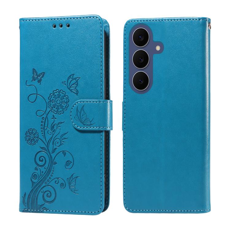 Embossed Butterfly Flowers Leather Phone Case, For Galaxy S26 FE 5G, For Galaxy S26+ 5G, For Galaxy S26 Edge 5G, For Galaxy S26 Ultra 5G