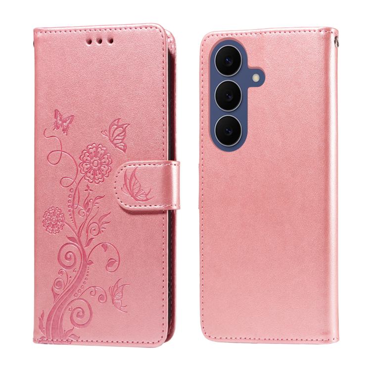 Embossed Butterfly Flowers Leather Phone Case, For Galaxy S26 FE 5G, For Galaxy S26+ 5G, For Galaxy S26 Edge 5G, For Galaxy S26 Ultra 5G