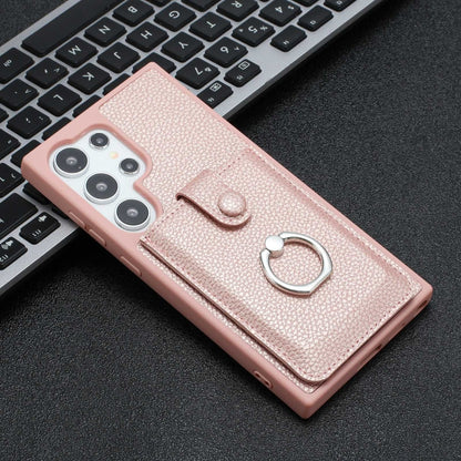 Litchi Texture Drawing Card Bag Ring Holder Phone Case, For Samsung Galaxy S24 Ultra 5G, For Samsung Galaxy S24+ 5G, For Samsung Galaxy S24 5G, For Samsung Galaxy S23 Ultra 5G