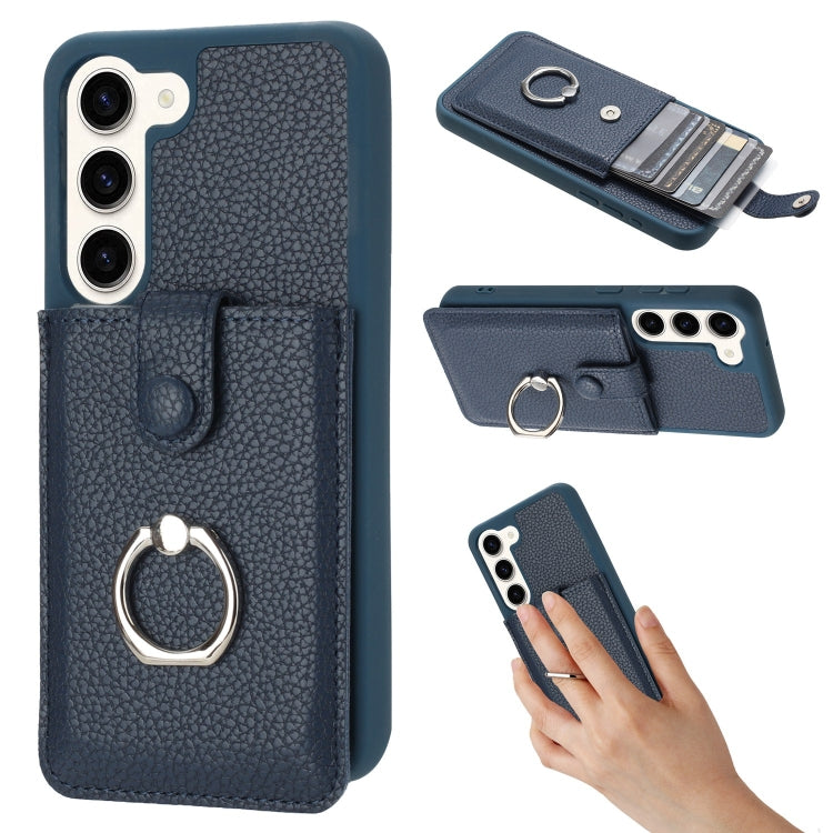 Litchi Texture Drawing Card Bag Ring Holder Phone Case, For Samsung Galaxy S23 5G, For Samsung Galaxy S22 Ultra 5G, For Samsung Galaxy S22 5G, For Samsung Galaxy S21 5G