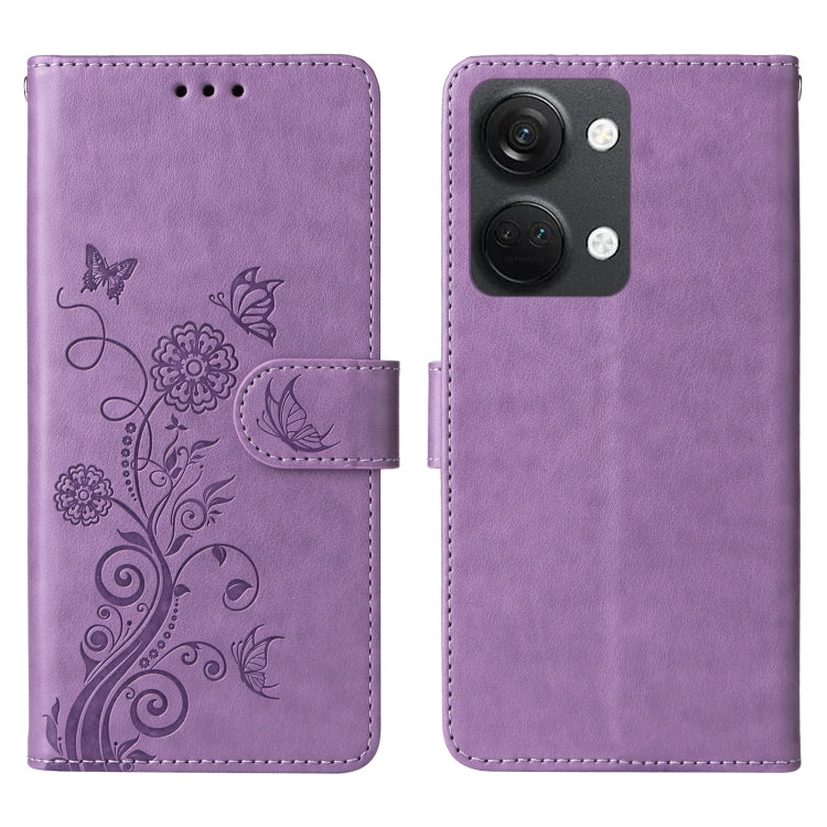 Embossed Butterfly Flowers Leather Phone Case, For OnePlus Nord 3 / Ace 2V