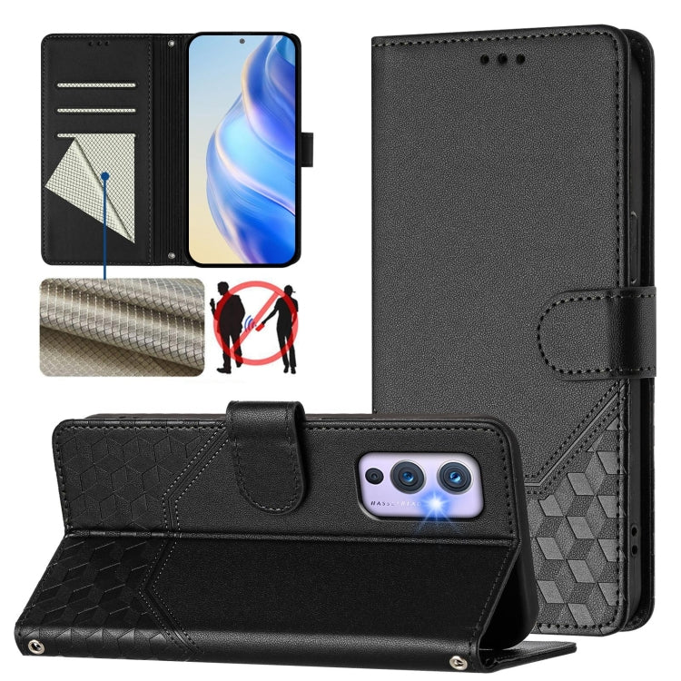 Honeycomb Embossing RFID Leather Phone Case, For OnePlus Nord CE 5G, For OnePlus Nord 2, For OnePlus 9 Pro, For OnePlus 9