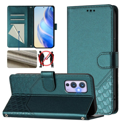Honeycomb Embossing RFID Leather Phone Case, For OnePlus Nord CE 5G, For OnePlus Nord 2, For OnePlus 9 Pro, For OnePlus 9