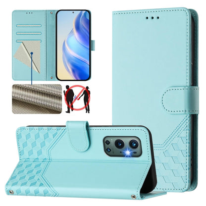 Honeycomb Embossing RFID Leather Phone Case, For OnePlus Nord CE 5G, For OnePlus Nord 2, For OnePlus 9 Pro, For OnePlus 9