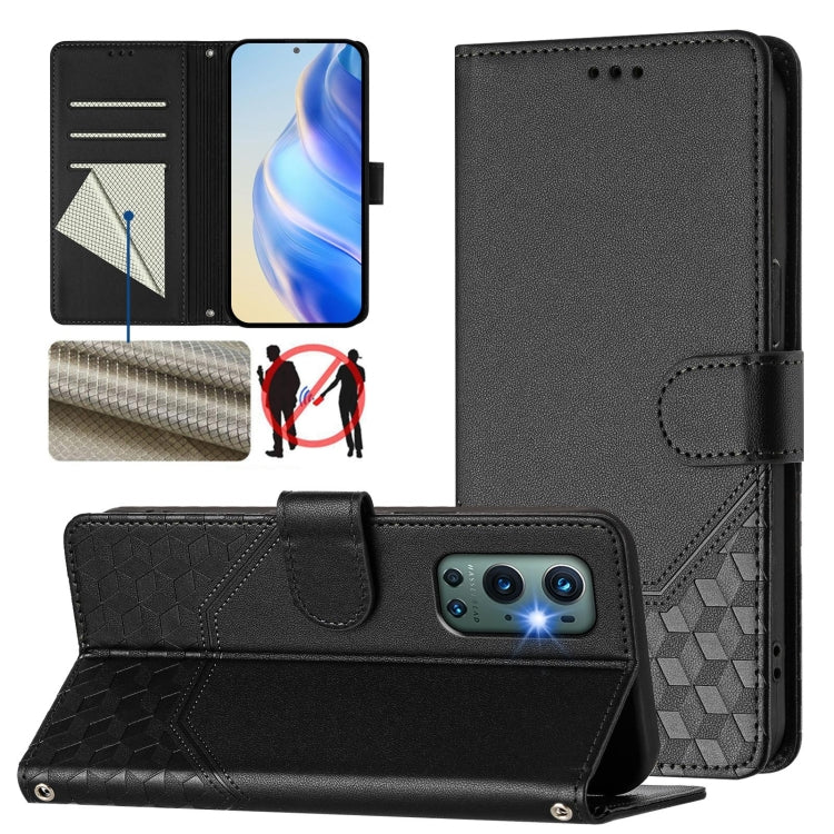 Honeycomb Embossing RFID Leather Phone Case, For OnePlus Nord CE 5G, For OnePlus Nord 2, For OnePlus 9 Pro, For OnePlus 9