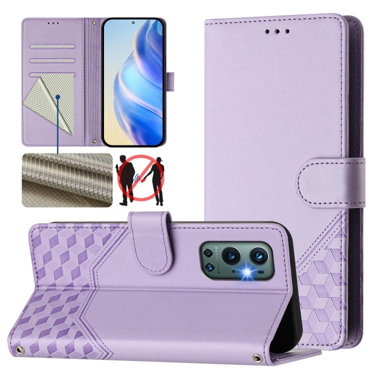 Honeycomb Embossing RFID Leather Phone Case, For OnePlus Nord CE 5G, For OnePlus Nord 2, For OnePlus 9 Pro, For OnePlus 9