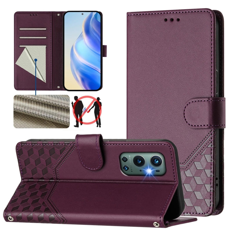 Honeycomb Embossing RFID Leather Phone Case, For OnePlus Nord CE 5G, For OnePlus Nord 2, For OnePlus 9 Pro, For OnePlus 9