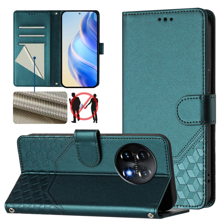 Honeycomb Embossing RFID Leather Phone Case, For OnePlus 11, For OnePlus Ace Pro 5G / 10T 5G, For OnePlus Nord 2T, For OnePlus 10R / Ace