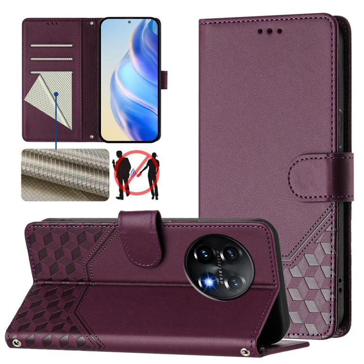 Honeycomb Embossing RFID Leather Phone Case, For OnePlus 11, For OnePlus Ace Pro 5G / 10T 5G, For OnePlus Nord 2T, For OnePlus 10R / Ace