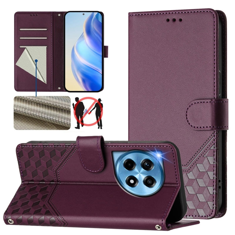 Honeycomb Embossing RFID Leather Phone Case, For OnePlus Nord N30 SE 5G, For OnePlus 12R 5G Global, For OnePlus 12 5G Global, For OnePlus Ace 2 Pro 5G