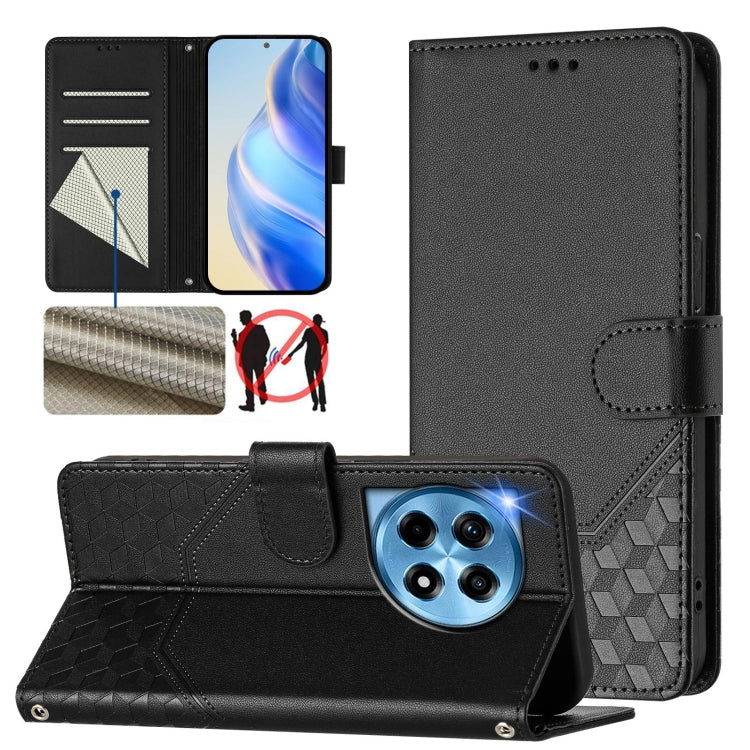Honeycomb Embossing RFID Leather Phone Case, For OnePlus Nord N30 SE 5G, For OnePlus 12R 5G Global, For OnePlus 12 5G Global, For OnePlus Ace 2 Pro 5G