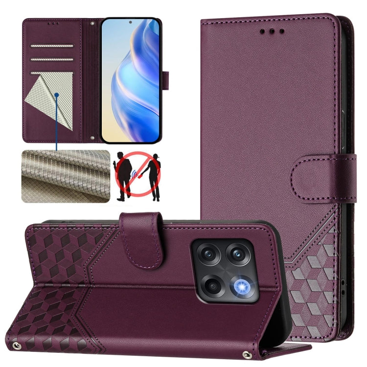 Honeycomb Embossing RFID Leather Phone Case, For OnePlus 11, For OnePlus Ace Pro 5G / 10T 5G, For OnePlus Nord 2T, For OnePlus 10R / Ace