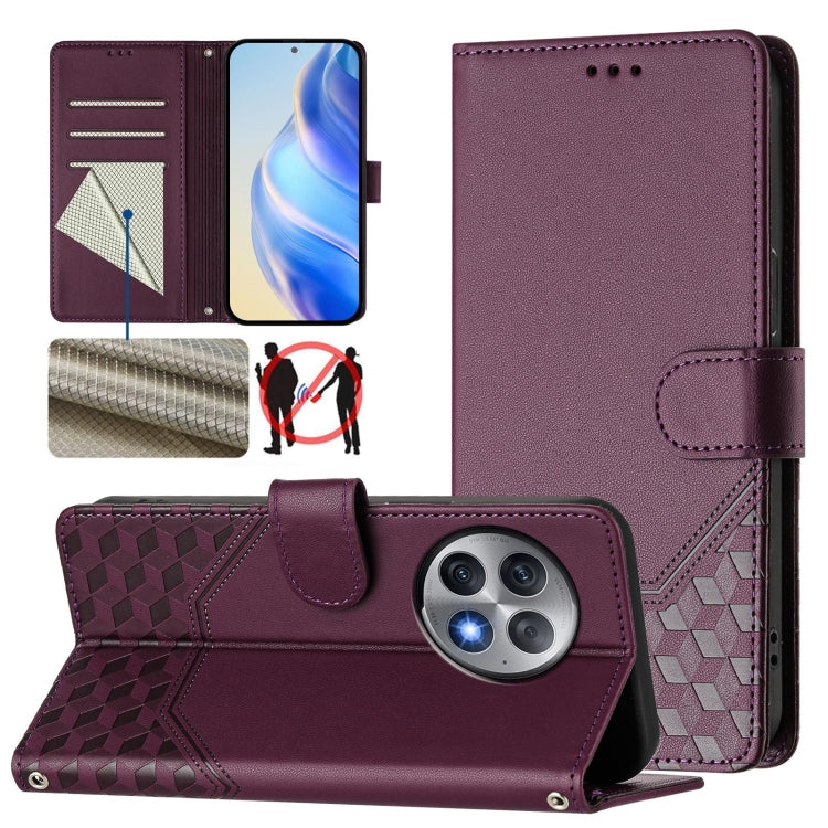 Honeycomb Embossing RFID Leather Phone Case, For OnePlus Nord N30 SE 5G, For OnePlus 12R 5G Global, For OnePlus 12 5G Global, For OnePlus Ace 2 Pro 5G