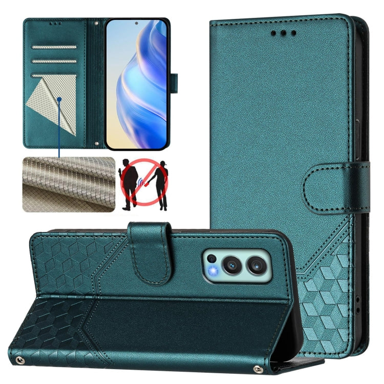 Honeycomb Embossing RFID Leather Phone Case, For OnePlus Nord CE 5G, For OnePlus Nord 2, For OnePlus 9 Pro, For OnePlus 9