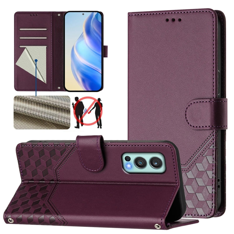 Honeycomb Embossing RFID Leather Phone Case, For OnePlus Nord CE 5G, For OnePlus Nord 2, For OnePlus 9 Pro, For OnePlus 9