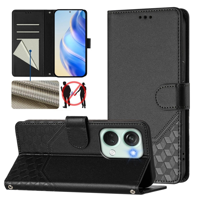Honeycomb Embossing RFID Leather Phone Case, For OnePlus Nord CE3 5G India, For OnePlus Nord CE 3 Lite / Nord N30, For OnePlus Nord 3 / Ace 2V, For OnePlus 11R 5G Global