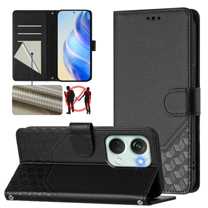 Honeycomb Embossing RFID Leather Phone Case, For OnePlus Nord CE3 5G India, For OnePlus Nord CE 3 Lite / Nord N30, For OnePlus Nord 3 / Ace 2V, For OnePlus 11R 5G Global