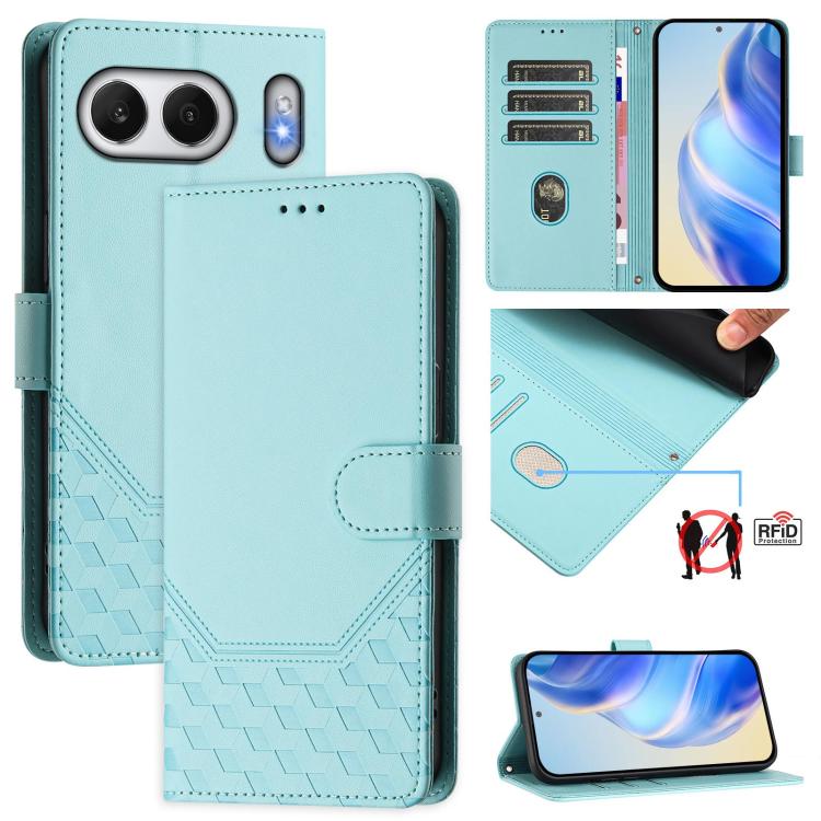 Honeycomb Embossing RFID Leather Phone Case, For OnePlus 13R / Ace 5 Pro 5G, For OnePlus Nord 4 5G, For OnePlus Nord CE4 Lite, For OnePlus Nord CE 2 Lite / Nord 2 Lite