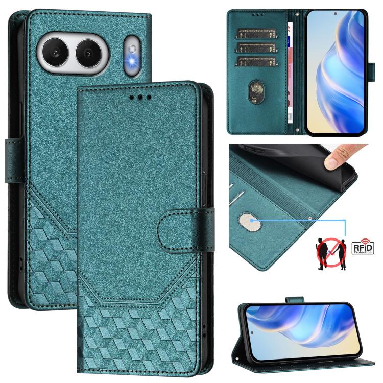 Honeycomb Embossing RFID Leather Phone Case, For OnePlus 13R / Ace 5 Pro 5G, For OnePlus Nord 4 5G, For OnePlus Nord CE4 Lite, For OnePlus Nord CE 2 Lite / Nord 2 Lite