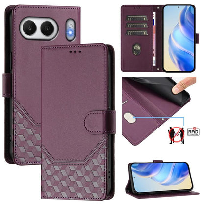 Honeycomb Embossing RFID Leather Phone Case, For OnePlus 13R / Ace 5 Pro 5G, For OnePlus Nord 4 5G, For OnePlus Nord CE4 Lite, For OnePlus Nord CE 2 Lite / Nord 2 Lite