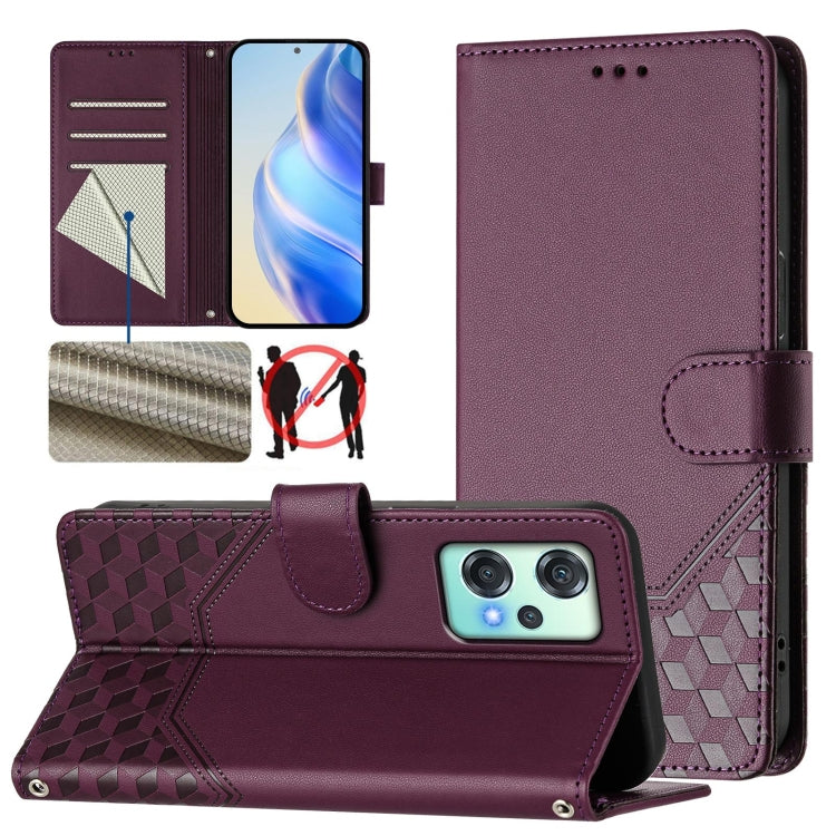 Honeycomb Embossing RFID Leather Phone Case, For OnePlus 13R / Ace 5 Pro 5G, For OnePlus Nord 4 5G, For OnePlus Nord CE4 Lite, For OnePlus Nord CE 2 Lite / Nord 2 Lite